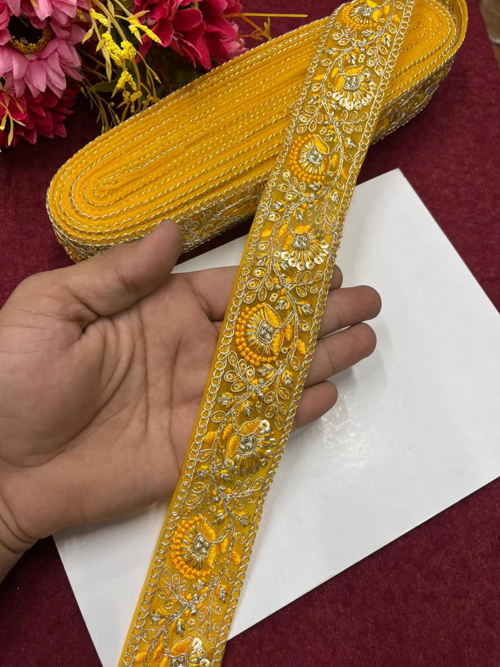 Sequins Work Zari Embroidered Laces